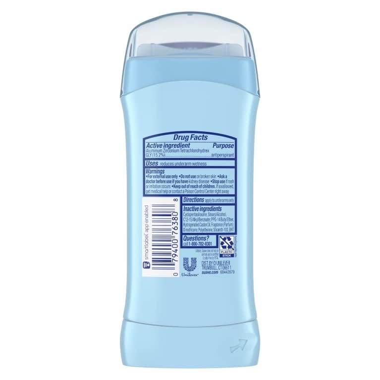 Suave Invisible Solid Baby Powder For Women, 2.6 oz