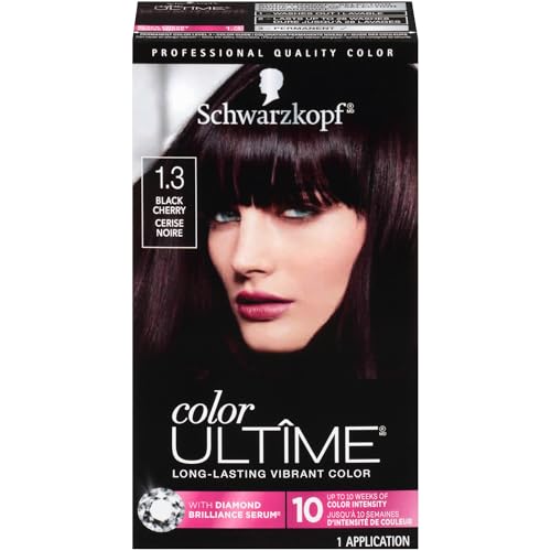 Schwarzkopf Color Ultime Hair Color, 1.3 Black Cherry, 1 Application - Permanent Black Hair Dye for Vivid Color Intensity and Fade-Resistant Shine up to 10 Weeks
