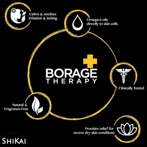 ShiKai Borage Therapy Body Moisturizer Advanced Formula (8 oz) | Fragrance Free | Hydrating Lotion for Dry Hands & Body | With Oatmeal & Shea