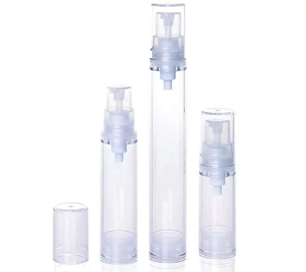 15 Pcs Clear Airless Lotion Pump Bottles Empty Cream Vacuum Bottles Cosmetic Containers Travel Press Pump Bottles For Foundations,serums,and more (10ml)