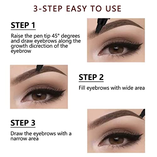 Tattoo Eyebrow Pen, Microblading Fork Tip Brow Pencil, Waterproof, Smudge-Proof, 48 Hours Long Lasting, Natural Looking (JET BLACK)
