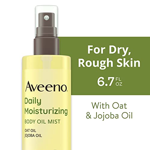 Aveeno Daily Moisturizing Body Oil, Body Mist for Dry Skin with Oat Oil and Jojoba Oil, Nourishing Body Spray with a Hypoallergenic Formula, 6.7 FL OZ