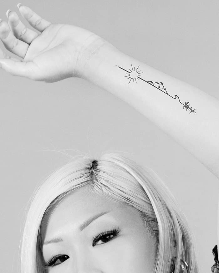 Inkbox Temporary Tattoos, Semi-Permanent Tattoo, One Premium Easy Long Lasting, Waterproof Temp Tattoo with For Now Ink - Lasts 1-2 Weeks, Earth Tattoo, 7 x 2 in, Anywhere