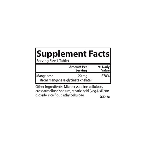 Carlson - Chelated Manganese, 20 mg - Superior Absorption, Healthy Metabolism, Bone Support & Brain Health, 250 Tablets