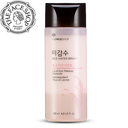 The Face Shop Oil-Free Liquid Eye Makeup Remover, Natural Rice Water Lipstick, Waterproof Mascara & Eyeliner Removal - 120 mL / 4 Oz, K-Beauty