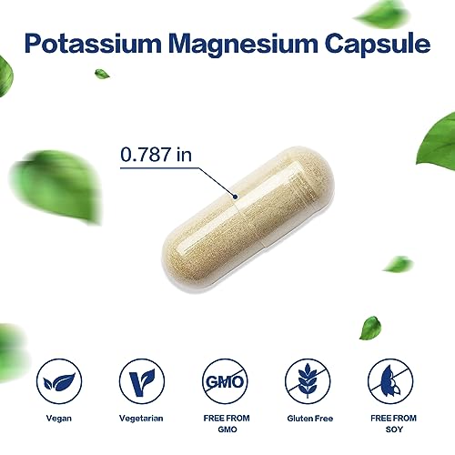 Potassium Magnesium Supplement 1000mg, Magnesium Potassium Zinc Aspartate Support Vascular, Bone, Heart, Muscle & Nerve Health, Non-GMO, Vegan, (120 Capsules)