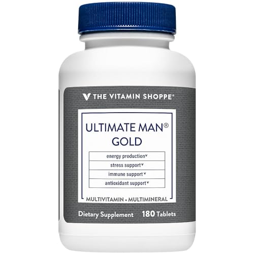 The Vitamin Shoppe Ultimate Man Multivitamin - High Potency Energy & Antioxidant Blend - Comprehensive Daily Multi-Mineral Supplement for Optimal Men’s Health - Gluten & Dairy Free (180 Tablets)