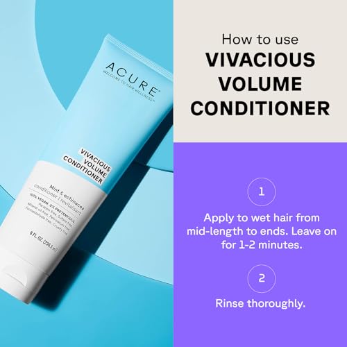 Acure Vivacious Volume Conditioner | Mint & Echinacea Volume Regimen: Lift and Nourish Fine, Fragile Hair for Fullness and Body, 8 Fl Oz