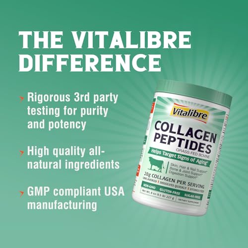 Bovine Collagen Peptides Powder for Women and Men, Grass-Fed Hydrolyzed Collagen Protein Type I & III, Skin, Hair, Nails, Bones, Joints & Digestion, Unflavored, Non-GMO, Keto & GF, 11 Servings, 8oz