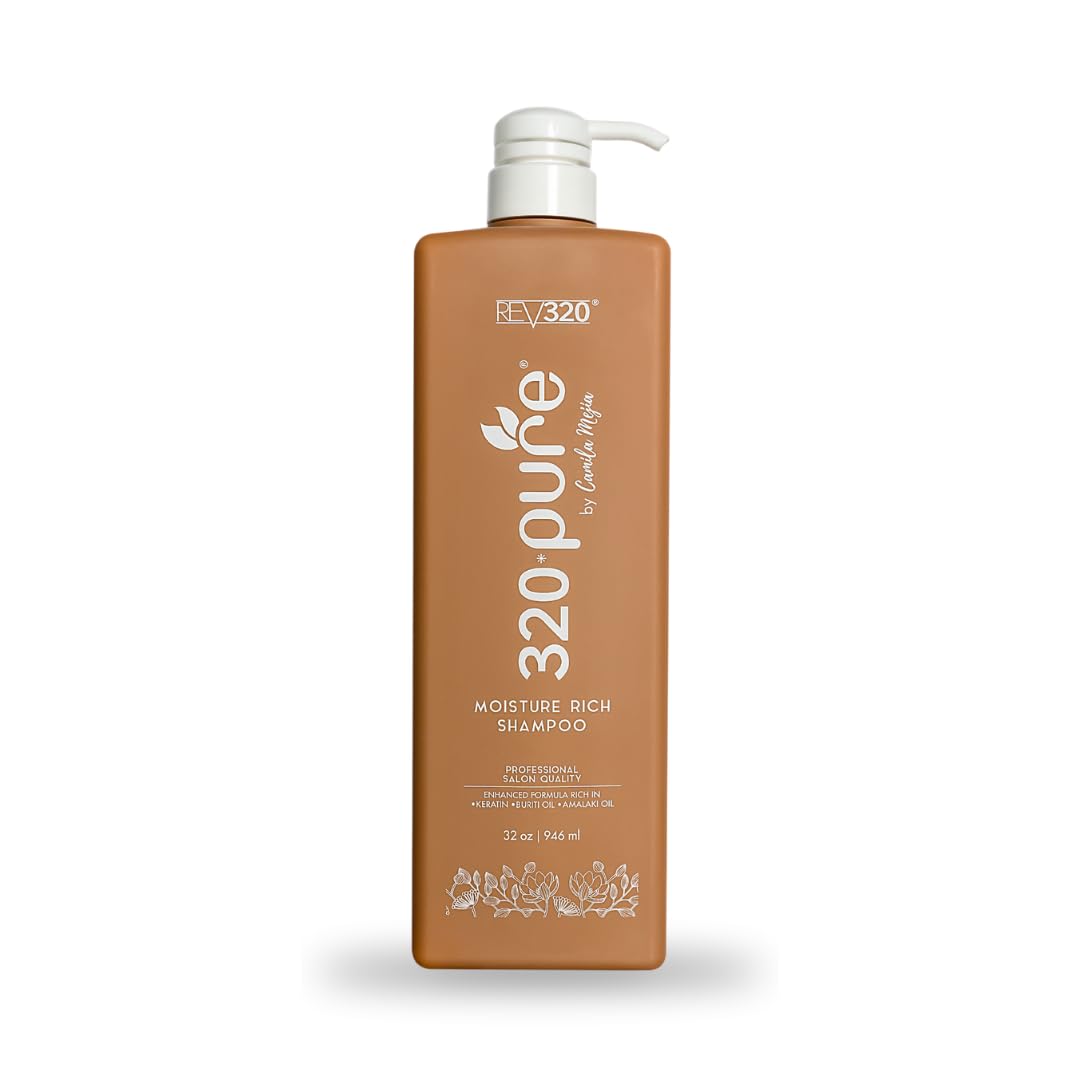 320Pure Moisture Rich Shampoo, Professional Salon, Nourishes and Repairs All types of Hair, Keratin-Omega, Argan Oil, (32oz)