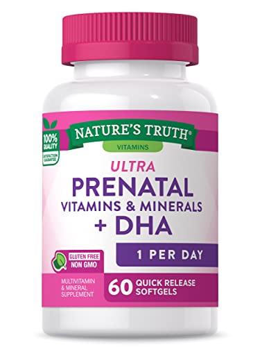 Nature's Truth Prenatal Vitamins for Women | with DHA and Folic Acid | 60 Softgels | Non-GMO & Gluten Free Supplement