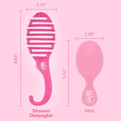 Wet Brush Shower Hair Brush Detangler - Exclusive Ultra-soft IntelliFlex Bristles - Minimizes Pain And Protects Against Split Ends and Breakage - Comb For Women, Men, Wet & Dry Hair - Pink Glitter