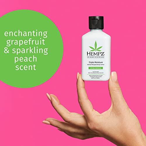 HEMPZ Body Lotion Triple Moisture - Whipped Crème Daily Moisturizing Cream, Shea Butter Hand and Body Moisturizer - Hemp Lotion - Skin Care Products, Hemp Seed Oil - 17 oz.
