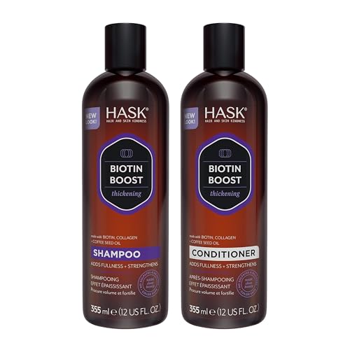 HASK BIOTIN BOOST Shampoo and Conditioner Set Thickening for all hair types, color safe, gluten-free, sulfate-free, paraben-free - 1 Shampoo and 1 Conditioner