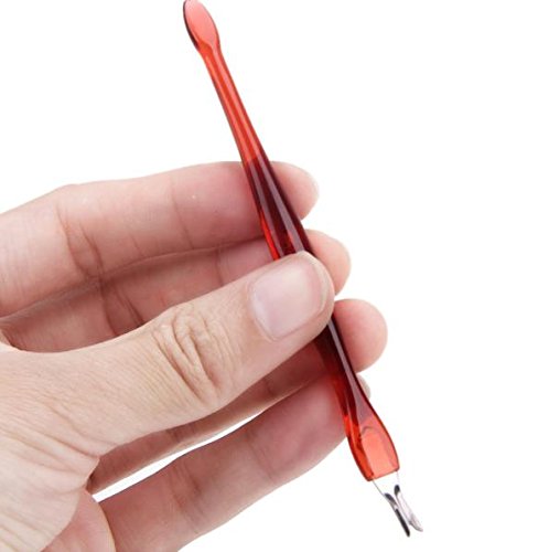 Luxxii (2 Pack) Practical Nail Art Tools Pedicure Cuticle Trimmer Remover Pusher Dead Skin Callus Removal Fork Brown (B)