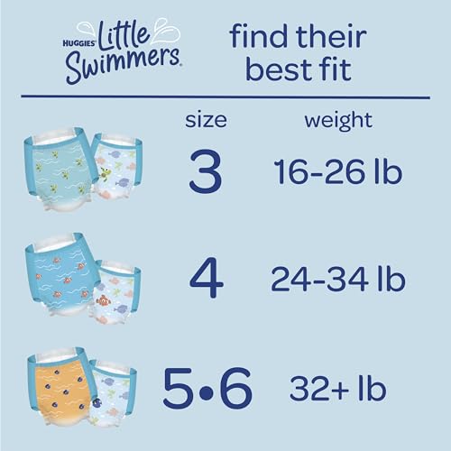 Huggies Little Swimmers Disposable Swim Diapers, Size 5-6 (32+ lbs), 17 Ct
