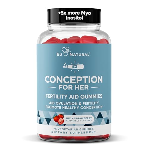 Conception for Her Fertility Gummies - Fertility Supplements for Women with Myo Inositol, Folate & More Essential Nutrients - Delicious Juicy Strawberry Hormone Balance Vitamins, 75 ct Gummies