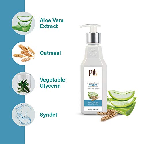 Pili Natural Syndet - Gentle Skin Cleanser With Oatmeal And Aloe Vera - Hypoallergenic Cleanser For Sensitive Skin - Syndet