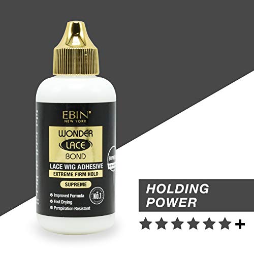 EBIN NEW YORK Wonder Lace Bond Wig Adhesive Supreme 3.04oz/90ml | Invisible Bonding Glue, Strong Hold for Poly and Lace Hairpiece, Latex Free and Waterproof