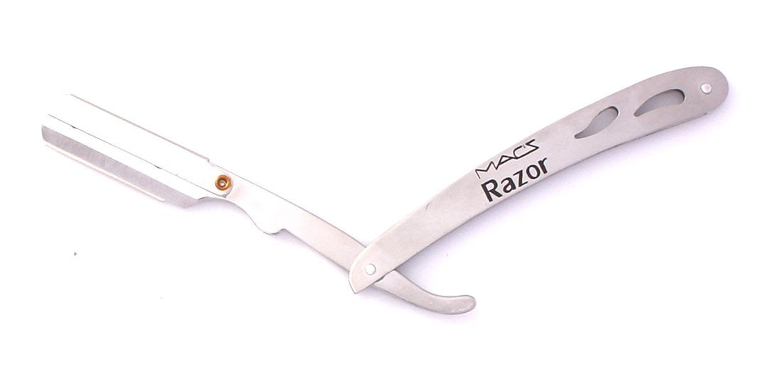 Macs Professional Stainless Steel Barber Straight Edge Razor with Hi-Chromium Derby 100 Count Blades Made of Stainless Steel Easy To Replace-053B1