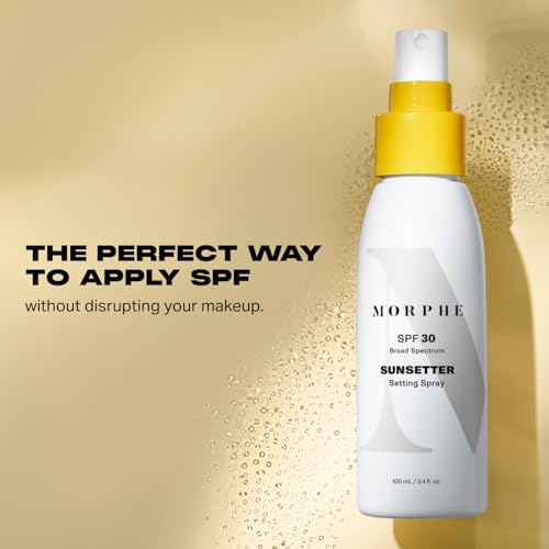 Morphe Sunsetter Spectrum Setting Spray - Broad Spectrum SPF 30 Makeup Setting Spray - Oil-Free Face Mist with No White Cast - Protects Against Sun & Blue Light (3.4 fl oz)