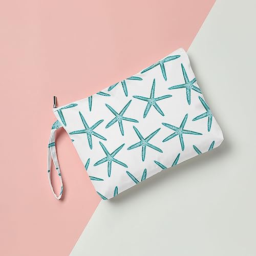 Fokongna Wet Dry Bag for Travel, Makeup, Swimsuit, Beach, Pool, Diapers, Yoga, Gym Clothes - Zipper Pouch for Women, Sister, Friends - Ocean Sea Shells Starfish Design