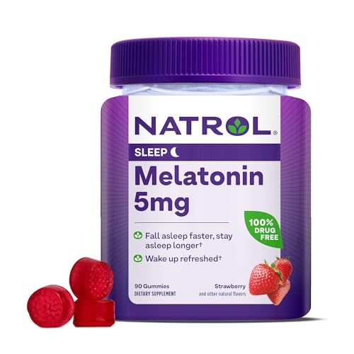 Natrol Melatonin Gummies, Sleep Support, 90 Strawberry-Flavored Adult Melatonin Gummies, 5 mg Sleep Aids for Adults