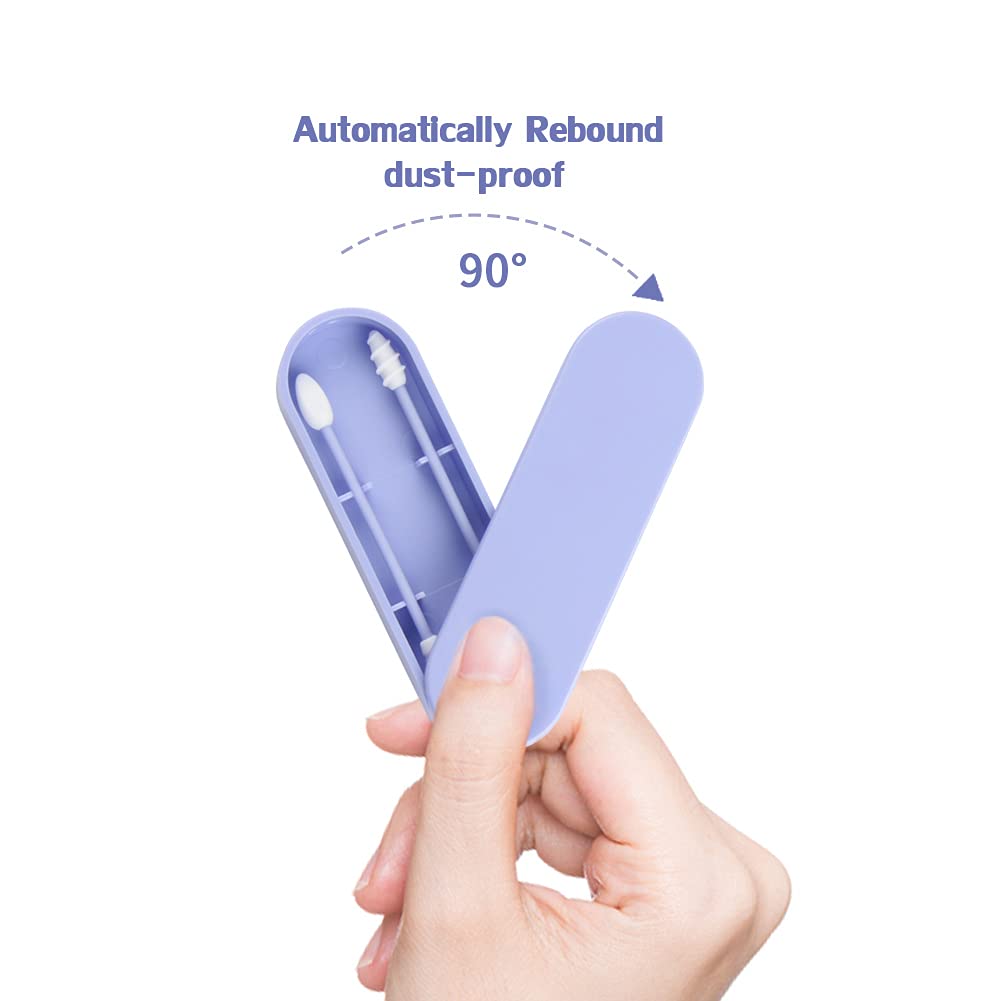 Cotton Swabs 2 Pack Portable Silicone Swab Cleanable Double-Tipped Ear Cleaning Cosmetic Cotton Buds Sticks Travel Makeup