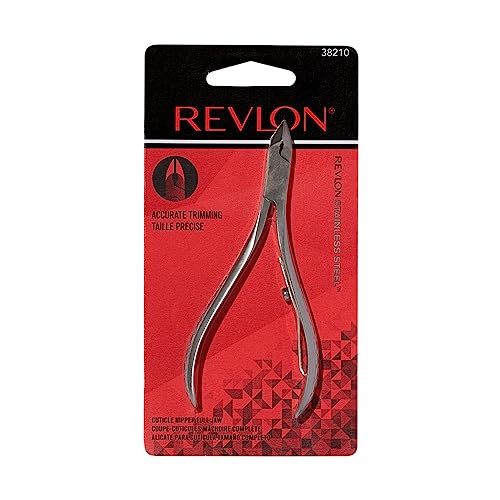 Revlon Full Jaw Cuticle Trimmer, Manicure Tool, Nail Care, High Precision Blade, Easy Grip, Stainless Steel, 1 Count