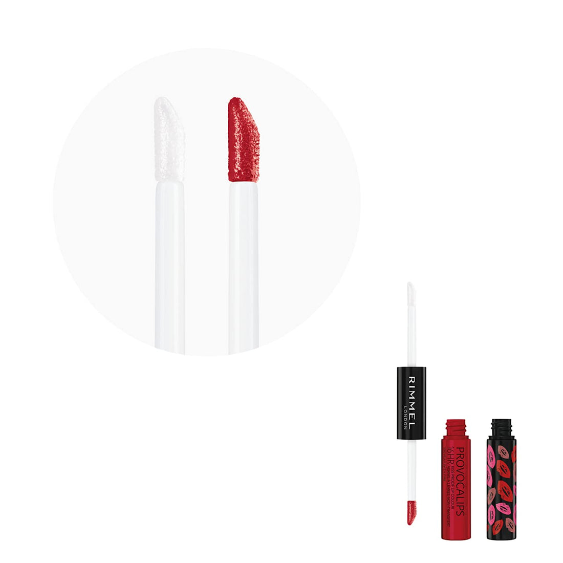 Rimmel London Provocalips 16hr Kiss-Proof Lip Color - Two-Step Liquid Lipstick to Lock in Color and Shine - 550 Play With Fire, .14 fl.oz.