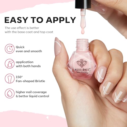 modelones Nail Polish Set, 6 Colors Natural Nude Nail Polish Bubble Bath Quick Dry Skin Tone Glitter Summer Nail Polish Kit Fingernail Polish Nail Art Salon Home Gifts For Women Girl