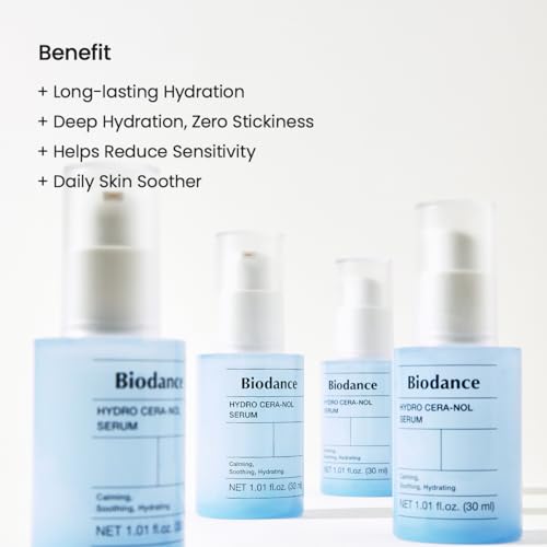 BIODANCE Hydro Cera-Nol Serum, Hydrating, Quick Soothing Effect, Redness Reducing, Hydration Boost Serum for Sensitive Skin, Korean Skincare, Stocking Stuffers for Teen Girls | 1.01 fl.oz x 1 ea