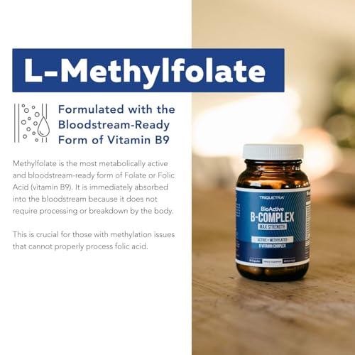 BioActive Vitamin B Complex - Blood Stream Ready, Methylated B Complex - Featuring Methylfolate, 3 BioActive Forms of B12, BenfoPure® B1 & Pantesin® B5 - 12 B Vitamins in Clinical Doses - 60 Servings