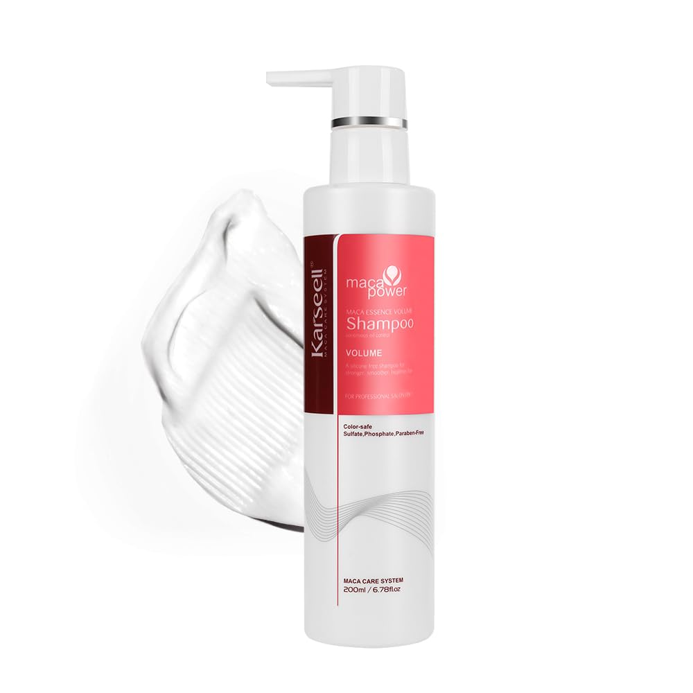 Karseell maca power Volume Shampoo, 200ml - Lightweight Shampoo For Fine Hair, Adding volume to flat hair, Dermatologically Tested, pH Balanced, Not Irritating, Cruelty-free