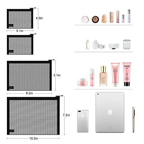 Mesh Makeup Bag Cosmetic Organizer Zipper Make up Pouch Black Bags Travel Accessories