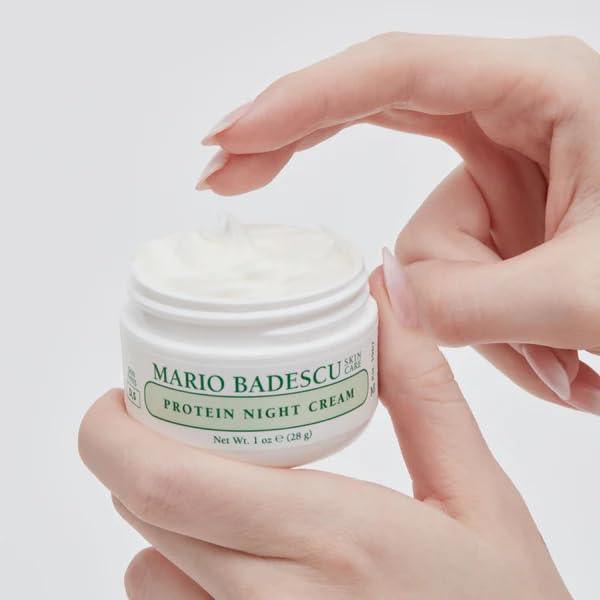 Mario Badescu Protein Night Cream for Dry and Sensitive Skin, Anti Aging Face Cream with Peptides, Collagen & Vitamins A & E, Reduces Wrinkles, Face Moisturizer for Women and Men, 1 OZ