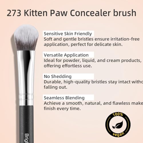 MOGILAN Concealer Brush Under Eye Kitten Paw Makeup Brush Soft Synthetic Bristles for Liquid Cream Powder Eye Concealer Eyeshadow Blending,Covers Blemishes,Imperfections & Dark Circles Face Brush 273