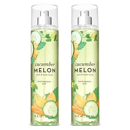 Bath and Body Works Cucumber Melon Fine Fragrance Mists Pack Of 2 8 oz. Bottles (Cucumber Melon)