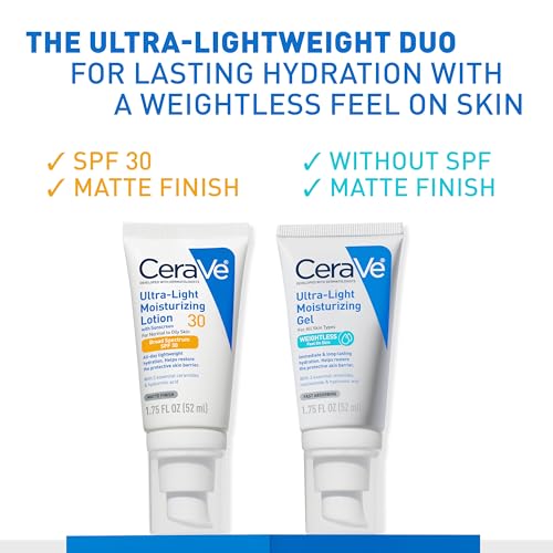 CeraVe Ultra-Light Moisturizing Lotion With SPF 30| Daily Face Moisturizer with SPF | Formulated with Hyaluronic Acid & Ceramides | Broad Spectrum SPF | Oil Free | Matte Finish | 1.7 Ounce