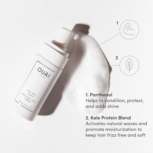 OUAI Air Dry Foam - Hair Mousse for Curly Hair & Beach Waves - Conditioning & Detangling With Kale and Carrot Extract - Paraben, Phthalate and Sulfate Free Curly Hair Products (4 Oz)