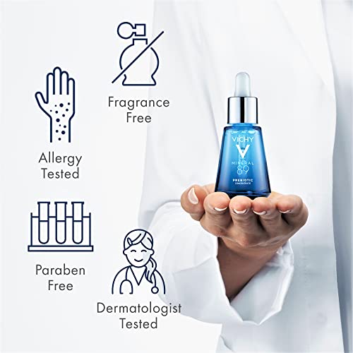 Vichy Mineral 89 Prebiotic Defense & Recovery Concentrate, Niacinamide Serum For Face, Skin Barrier Repair Seum With Antioxidants, Pore Minimizer & Hydrating Serum For Dull, Dry Skin