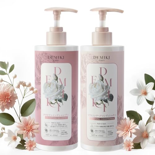 DEMIKI Japanese Shampoo and Conditioner Set for Women,Sulfate Free Shampoo for Oily Hair,Paraben Free,Dye Free,Organic Rose Scent,Clarifying Shampoo Moisturizing and Refreshing Natural Hair Care,32oz