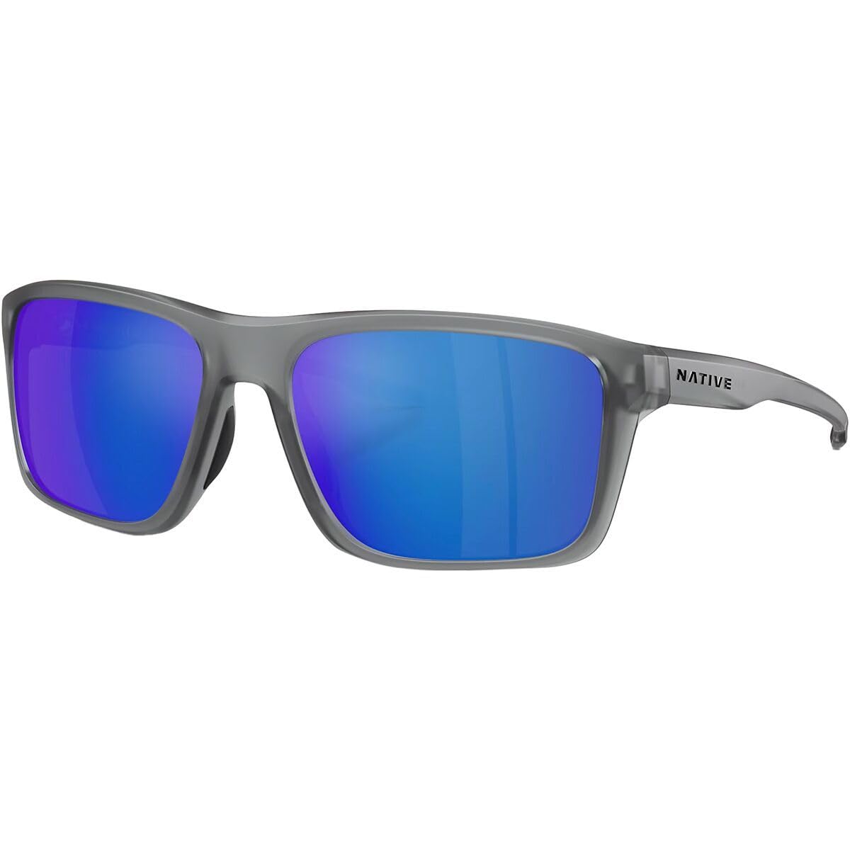 Native Eyewear Men's XD9043 Tavern Square Sunglasses, Matte Smoke Crystal/Blue Mirrored Polarized, 57 mm