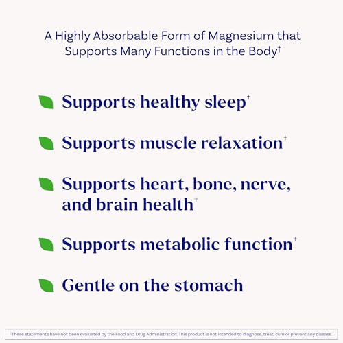 Natrol Magnesium Glycinate Supplements 240 mg - High Absorption - Calm Magnesium Glycinate for Sleep - 60 Capsules, 30 Day Supply