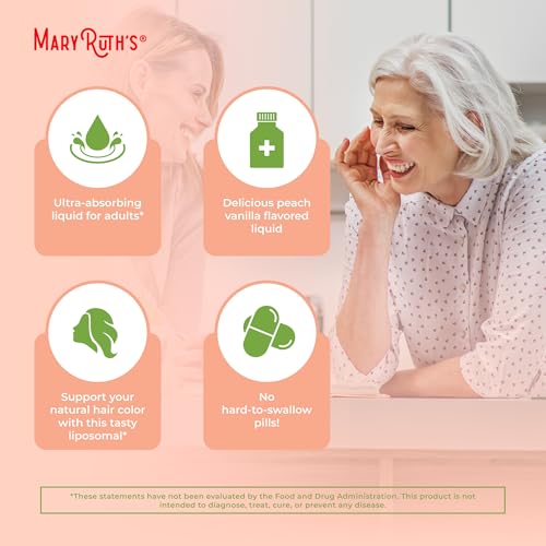 MaryRuth Organics Gray Guard Liposomal, Supports Natural Hair Color, with Copper & Pantothenic Acid, Holy Basil & Traditional Herbs, Vitamin E & Vitamin B for Overall Health, Ages 18+, 15.22 Fl oz