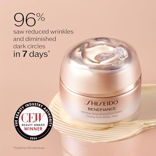 Shiseido Benefiance Wrinkle Smoothing Eye Cream - 15 mL - Visibly Improves Five Types of Eye Wrinkles, Dark Circles & Puffiness - 48-HR Hydration - All Skin Types - Non-Comedogenic