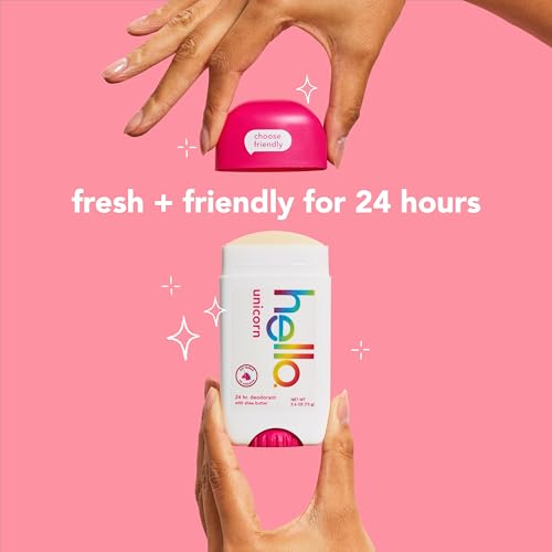 hello Unicorn Aluminum Free Deodorant for Women, Girls, Safe for Kids, Dermatologically tested, Natural Fragrance, 2 Pack