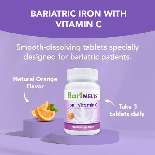 BariMelts Iron Supplement with Vitamin C - 1 Month Supply (90 Fast-Dissolving Tablets) - Post-Op Bariatric Vitamins