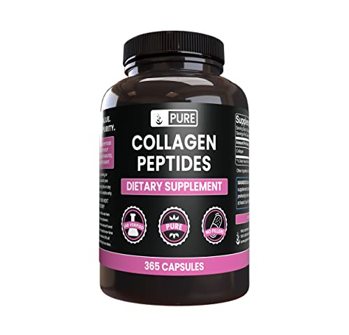 PURE ORIGINAL INGREDIENTS Collagen Peptides (365 Capsules) No Magnesium Or Rice Fillers, Always Pure, Lab Verified