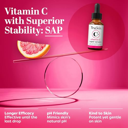 TruSkin Vitamin C Super Serum - Niacinamide, Retinol, Hyaluronic & Salicylic Acid - All-in-One Anti Aging Serum for Face – Improve Appearance of Dark Spots, Firmness for Brighter Looking Skin, 2 Fl Oz
